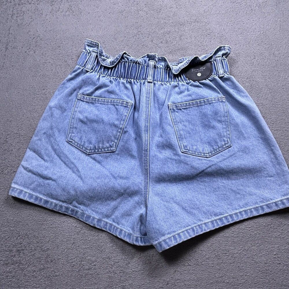 Denim Blvd Paperbag Shorts Womens L High Rise Pleated Mom Y2K - Picture 2 of 7
